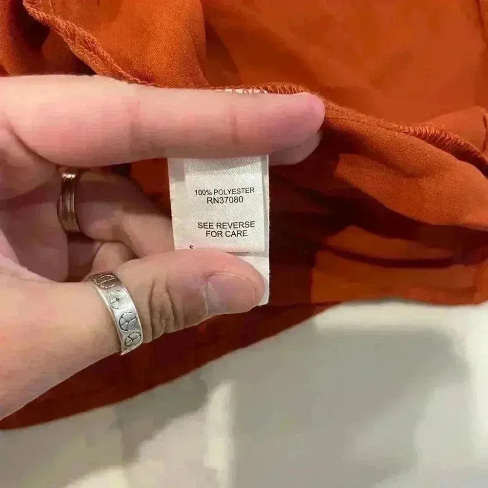 Cato Burnt Orange Smocked Peplum Blouse Women’s 22/24W Keyhole Back Scoop Neck - Image 6