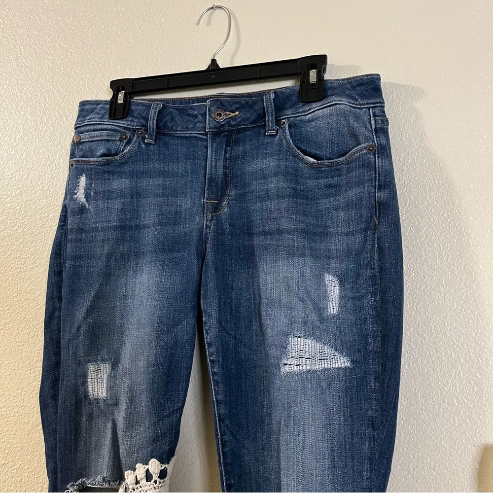 Lucky Brand Lolita Skinny Jeans with Crochet Accents Dark Wash Mid Rise 10 / 30 - Image 3