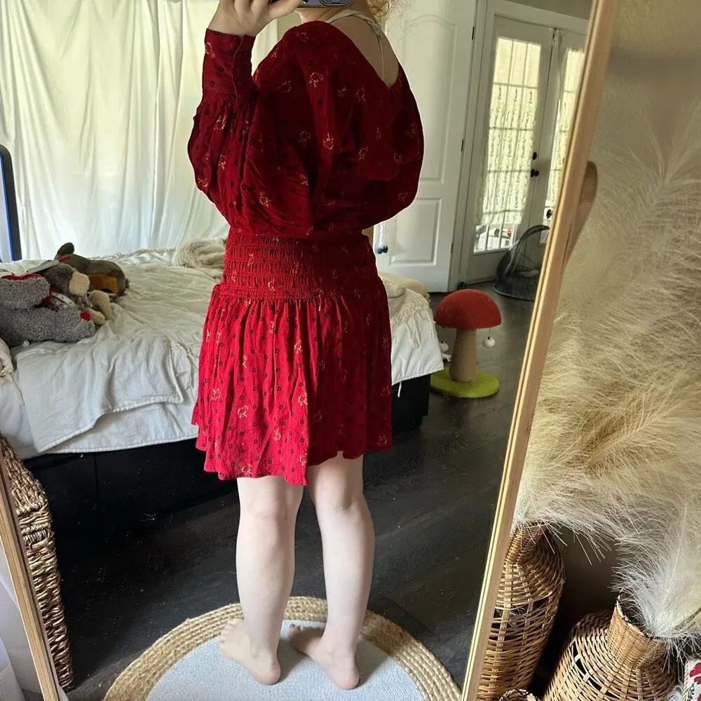 Free People Women’s Medium Red Two Faces Longsleeve Mini Dress - Image 3