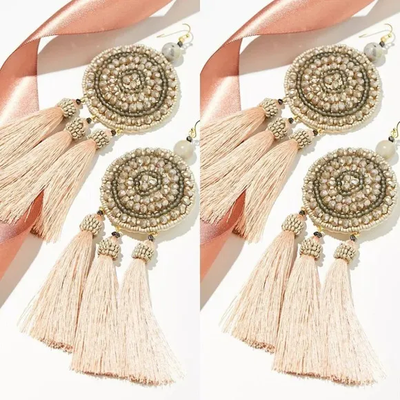 Free People Winona Embellished Tassel Earrings NWT - Image 2