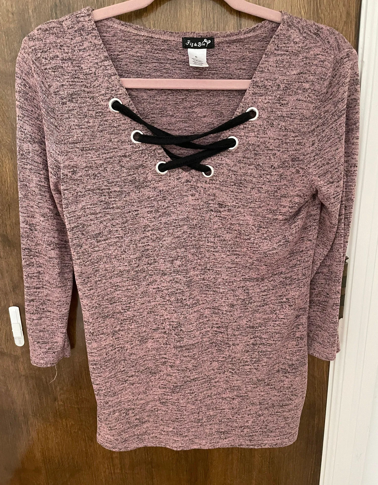 Fig & Blue Knit Top 3/4 Sleeves, size S Purple - Image 3