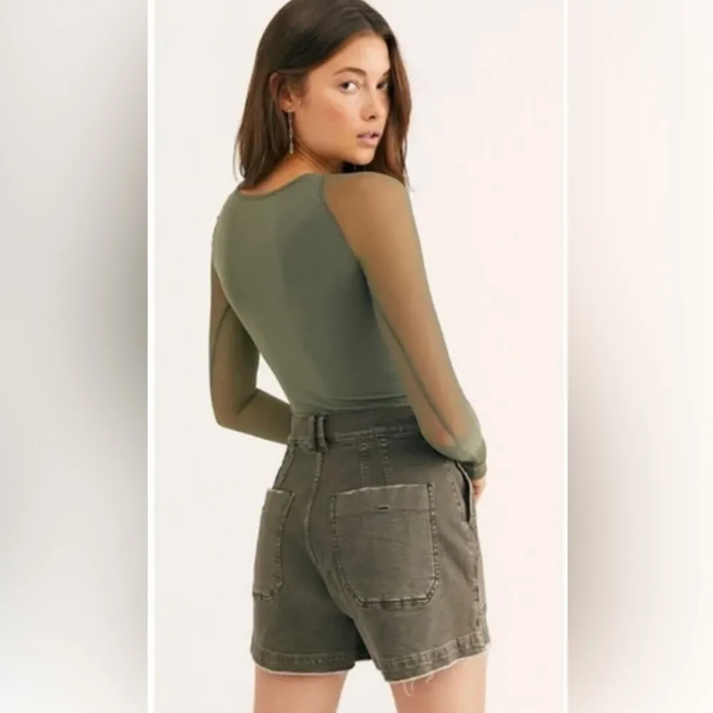 Free People Intimates Green Scrunch Sleeve Seamless, Sz M/L - Image 2