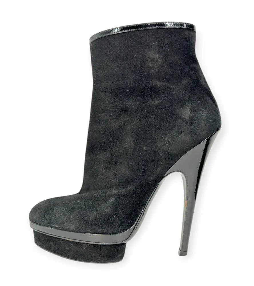 Yves Saint Laurent | 39 | YSL Black Suede Leather Stiletto Heel Platform Bootie Size 9 - Image 5