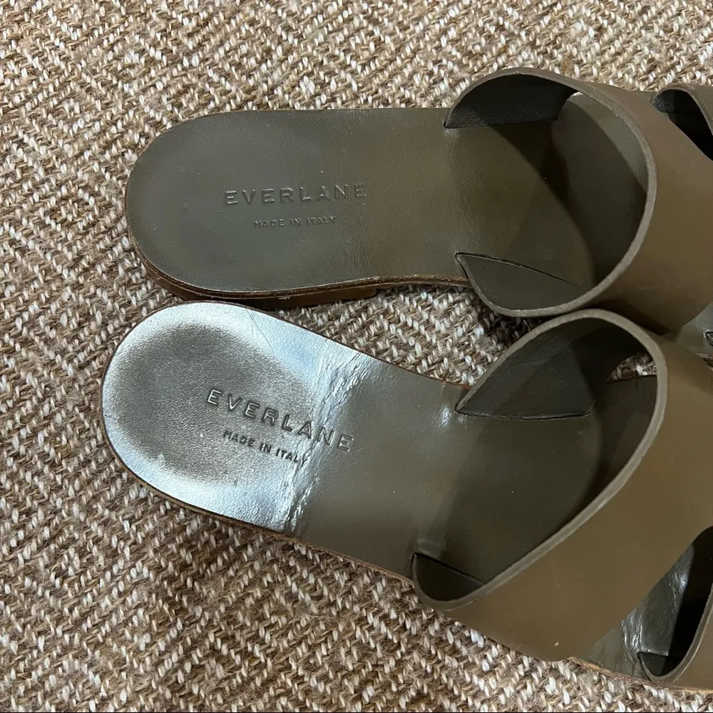 Everlane Leather Olive Green Bridge Slip On Sandal Minimal Classic Italy Sz 9 - Image 4