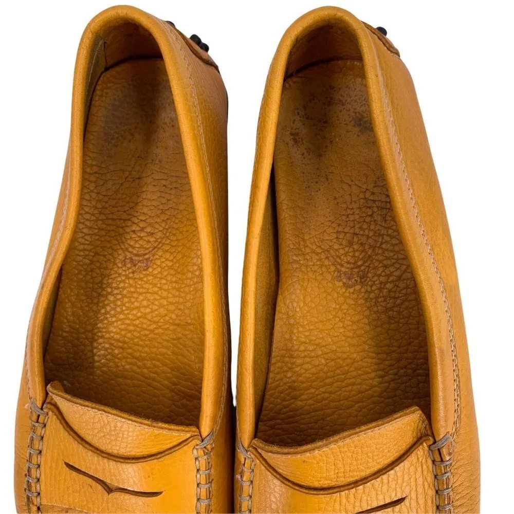 TOD's Yellow Pebbled Leather Driving Moccasins Size 38 Penny Loafers - Image 8
