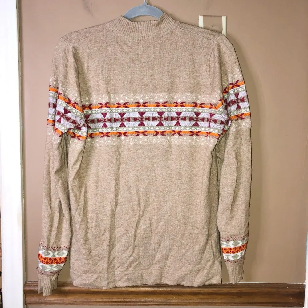 Woolrich wildview crew fair‎ isle sweater wool alpaca brown size medium - Image 2