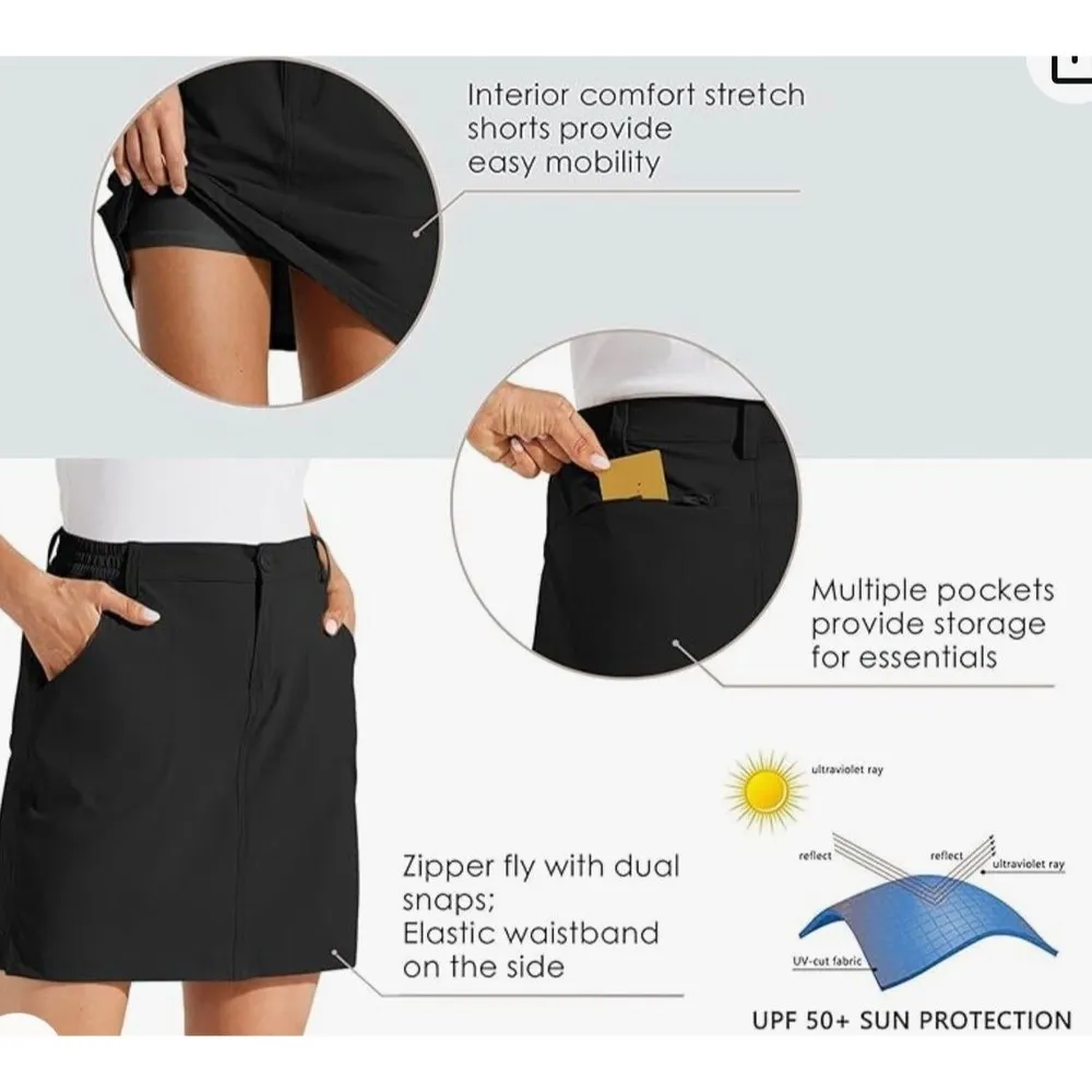 Willit UPF 50+ Quick Dry Skort Size XXL Black New With Tags - Image 4