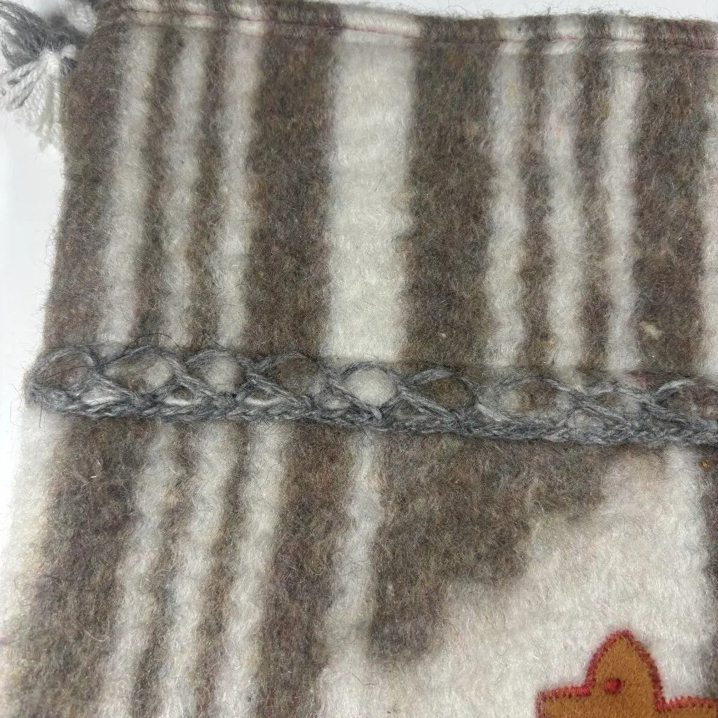 Unique Handcrafted Alpaca Wool Felt Purse Embroidered Llama & Mountain Scene Gray - Image 8