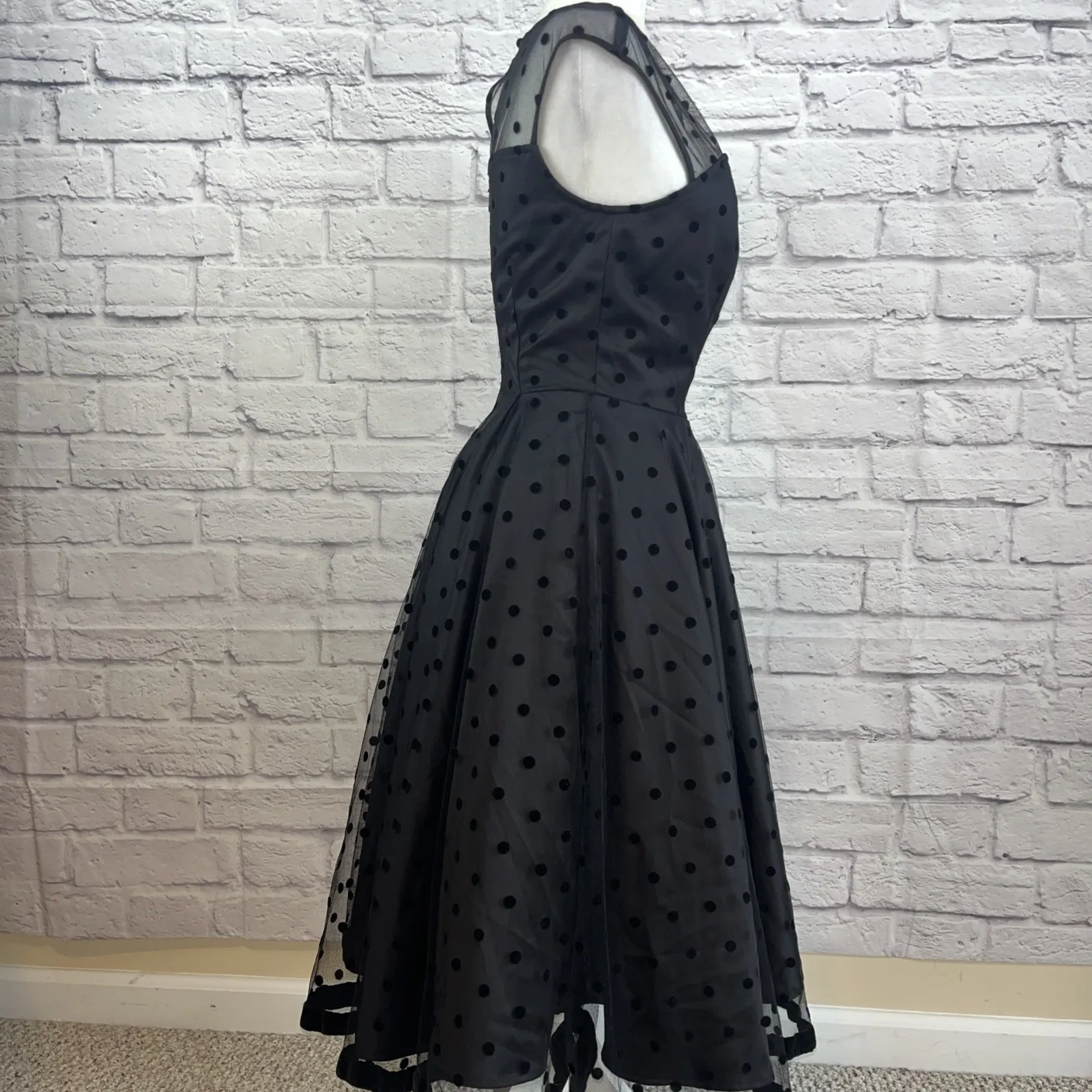 Collectif Vintage London NWT Women's Faye Polka Dot Swing Rockabilly Dress XS Black - Image 4