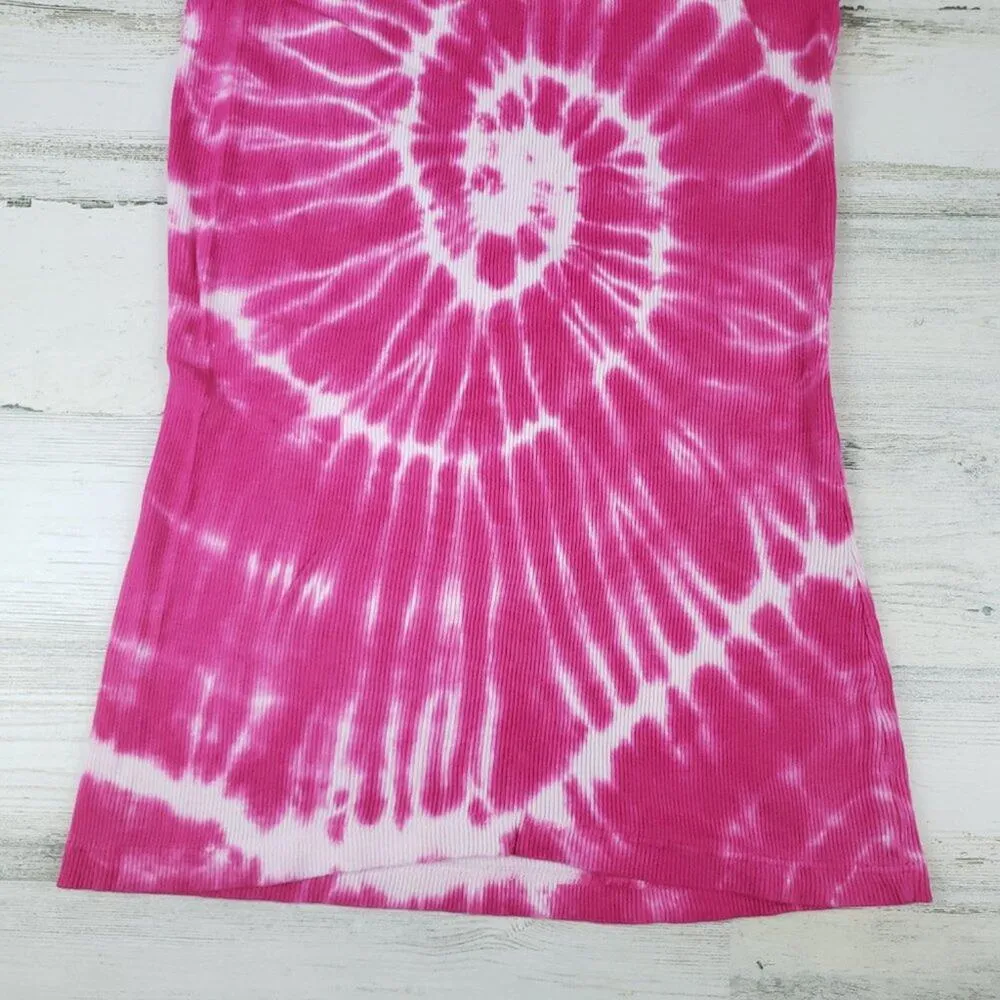 NWOT Point Sportswear Ribbed Tie Dye Pink Fuchsia Spiral Tank Top Size XL - Image 7