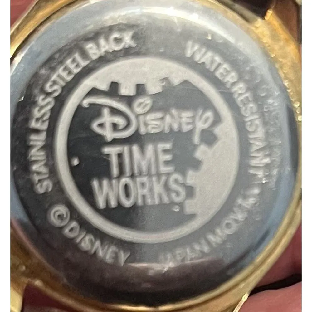 VTG Disney Time Works Minnie Mickey Mouse Watch Genuine Leather - Image 3