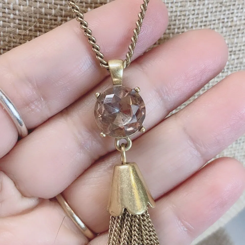 J. Crew Tassel Statement Brasstone Necklace - Image 3