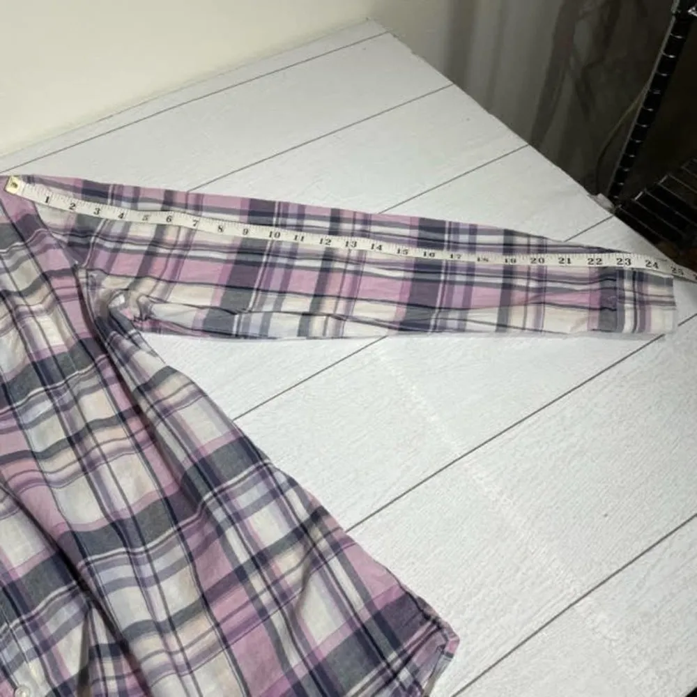 Merona Lavender Pink Plaid Button Down Collared Shirt Size Extra Large - Image 14