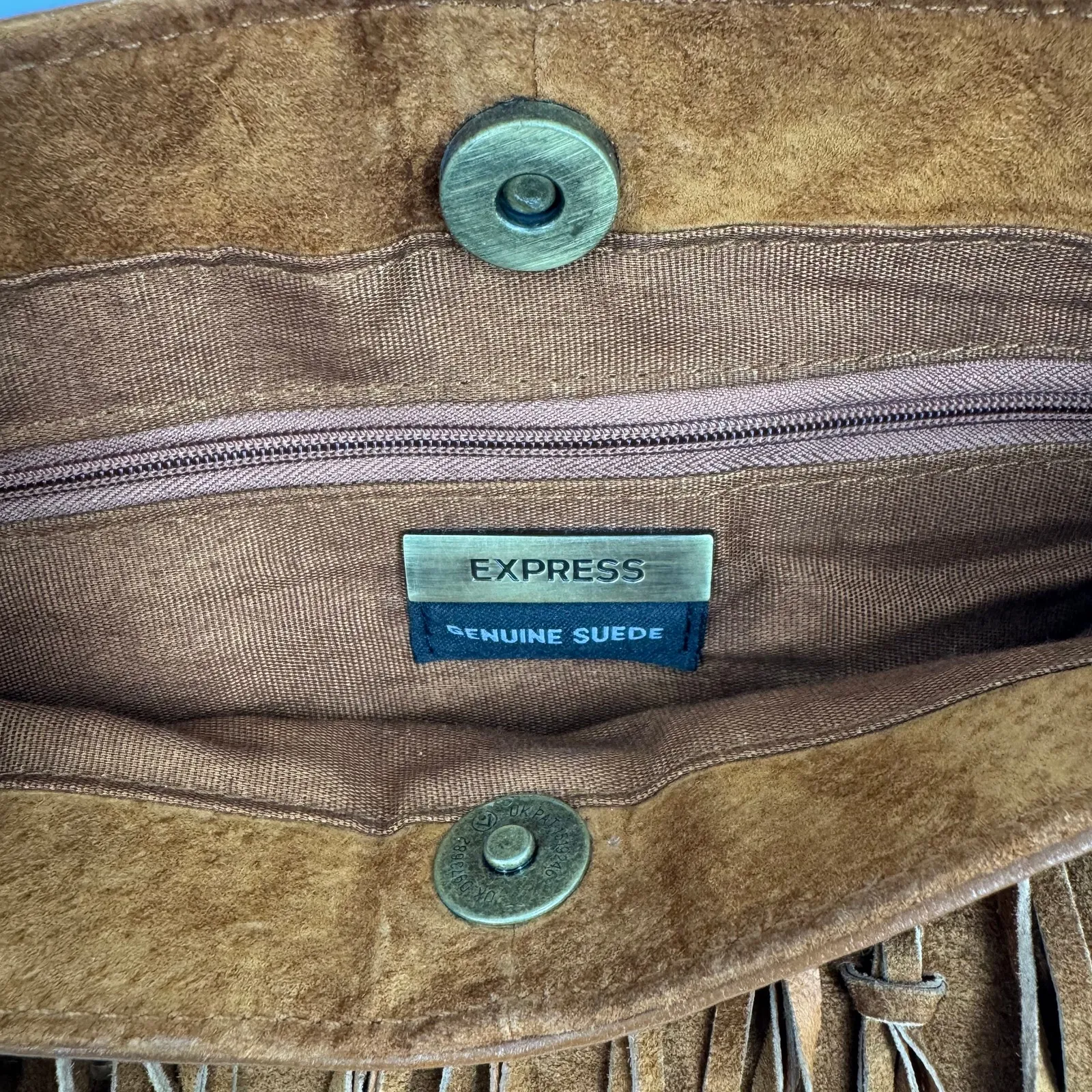 Express purse suede leather fringe shoulder bag boho cottagecore festival brown - Image 9