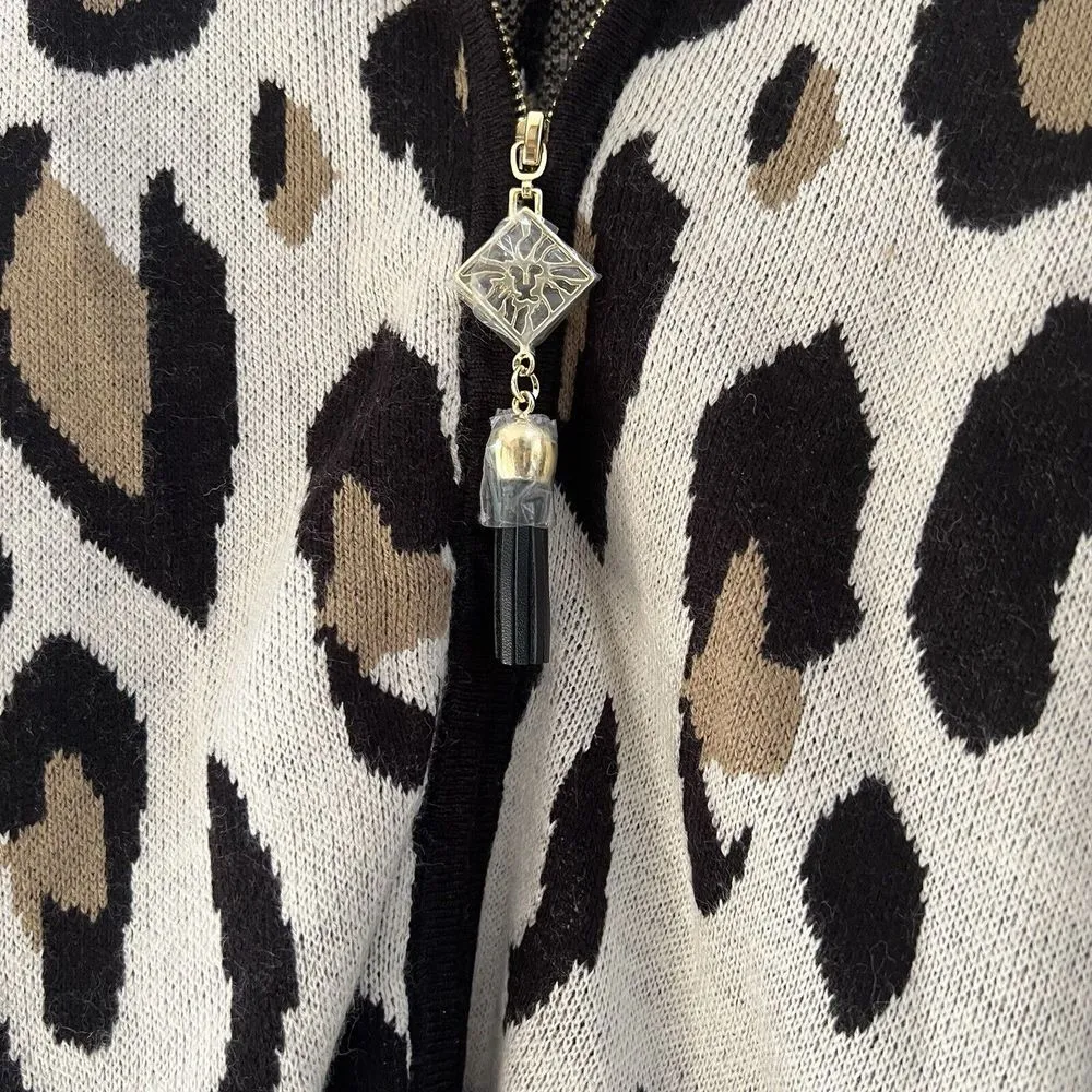 Anne Klein Sweater Size‎ S Poncho Cardigan Cape Animal Print  Cheetah - Image 5