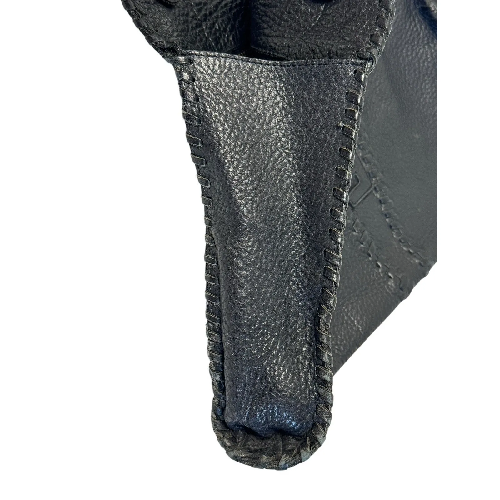 Vintage FENDI Black Pebbled Leather Spy Bag Purse Braided Handles Handbag - Image 8