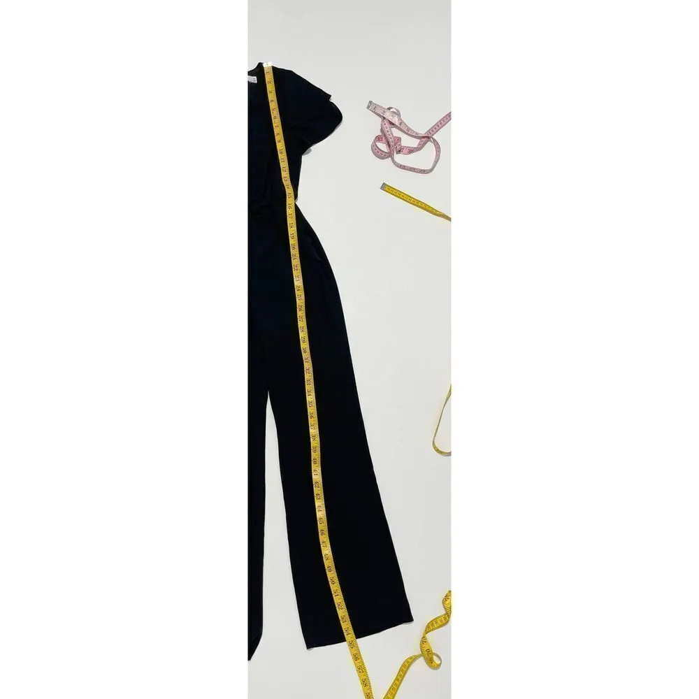 Ali & Jay Jumpsuit Wide Leg Ruffle Accent Surplice V-Neck Short Sleeve Black XS‎ - Image 9