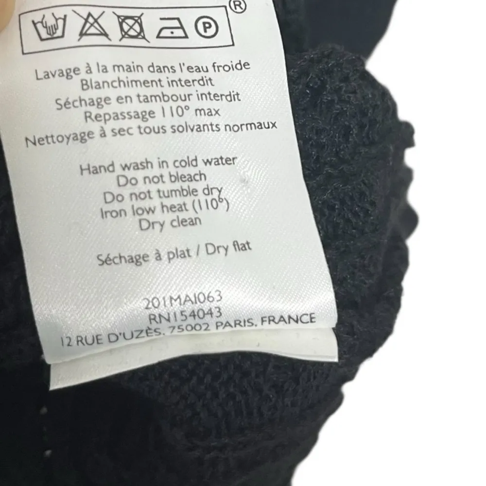 SEZANE Trecy Crochet Knit Sweater Black Pullover Women’s Size Medium Cotton - Image 9