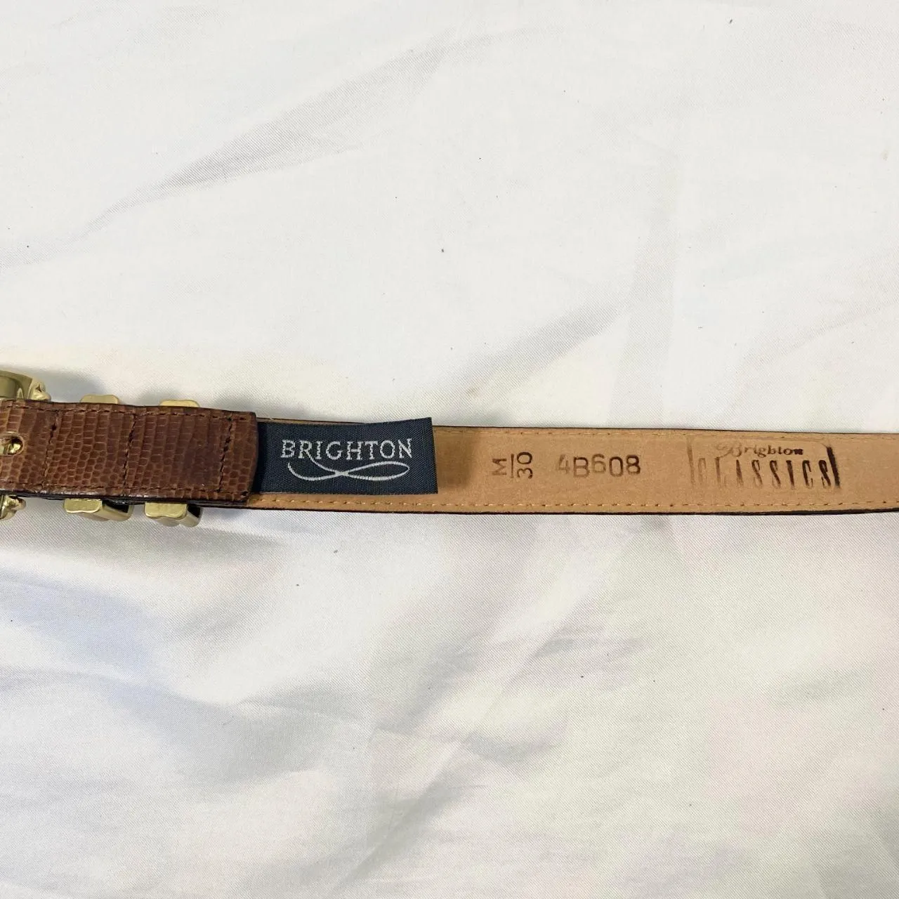 Brighton VTG Boho Western Brown Mixed Metal Gold Silver Leather Waist Belt M 30 - Image 4