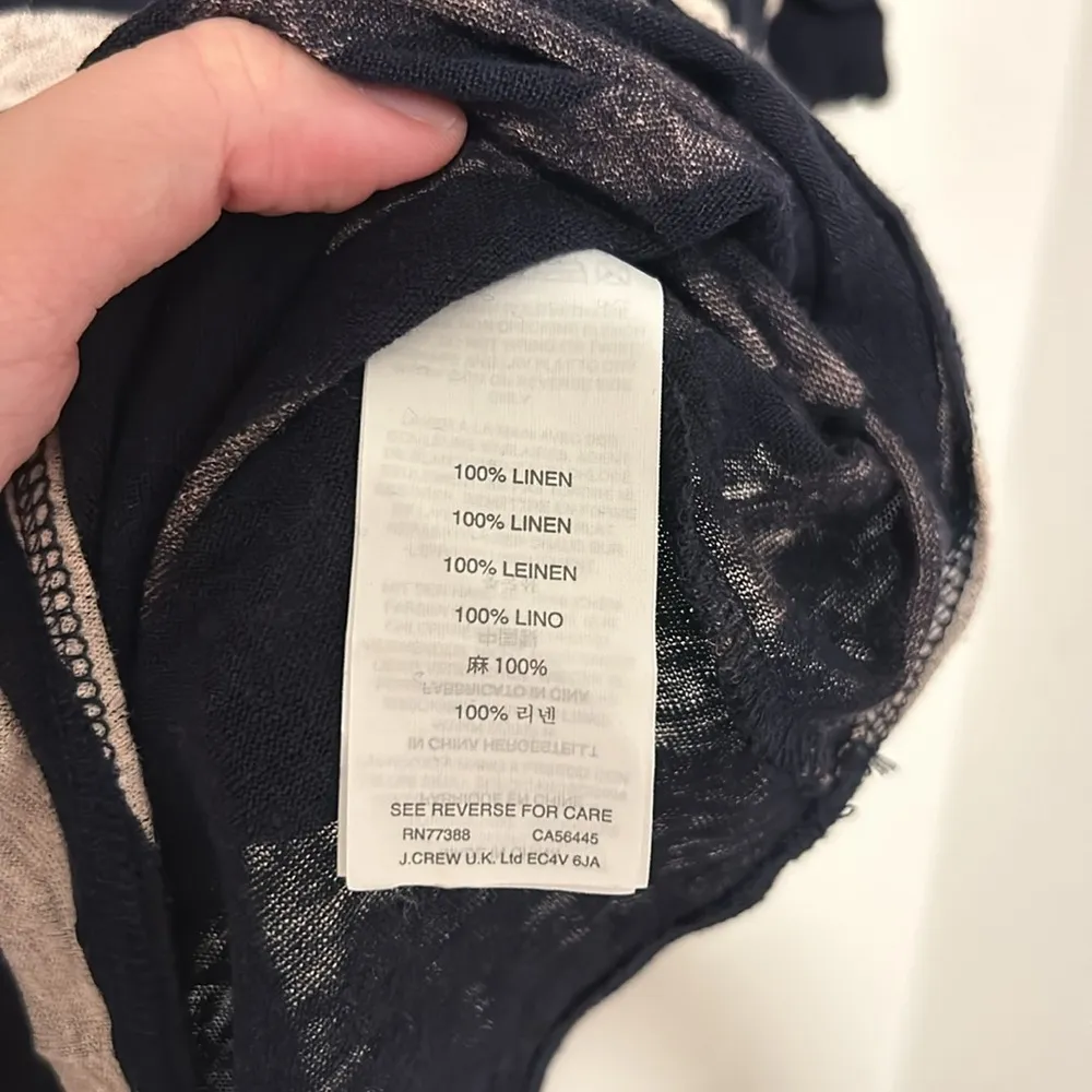 100% Linen J Crew Navy Blue Career Work Short Sleeve T-Shirt Size XXS - Image 3