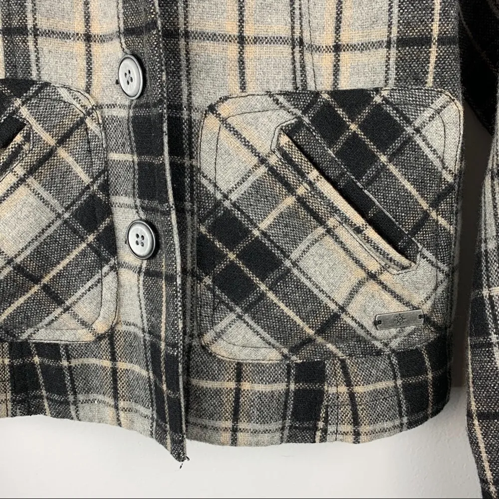 Ruff Hewn Plaid Wool Blend Moto Blazer Jacket - Image 4