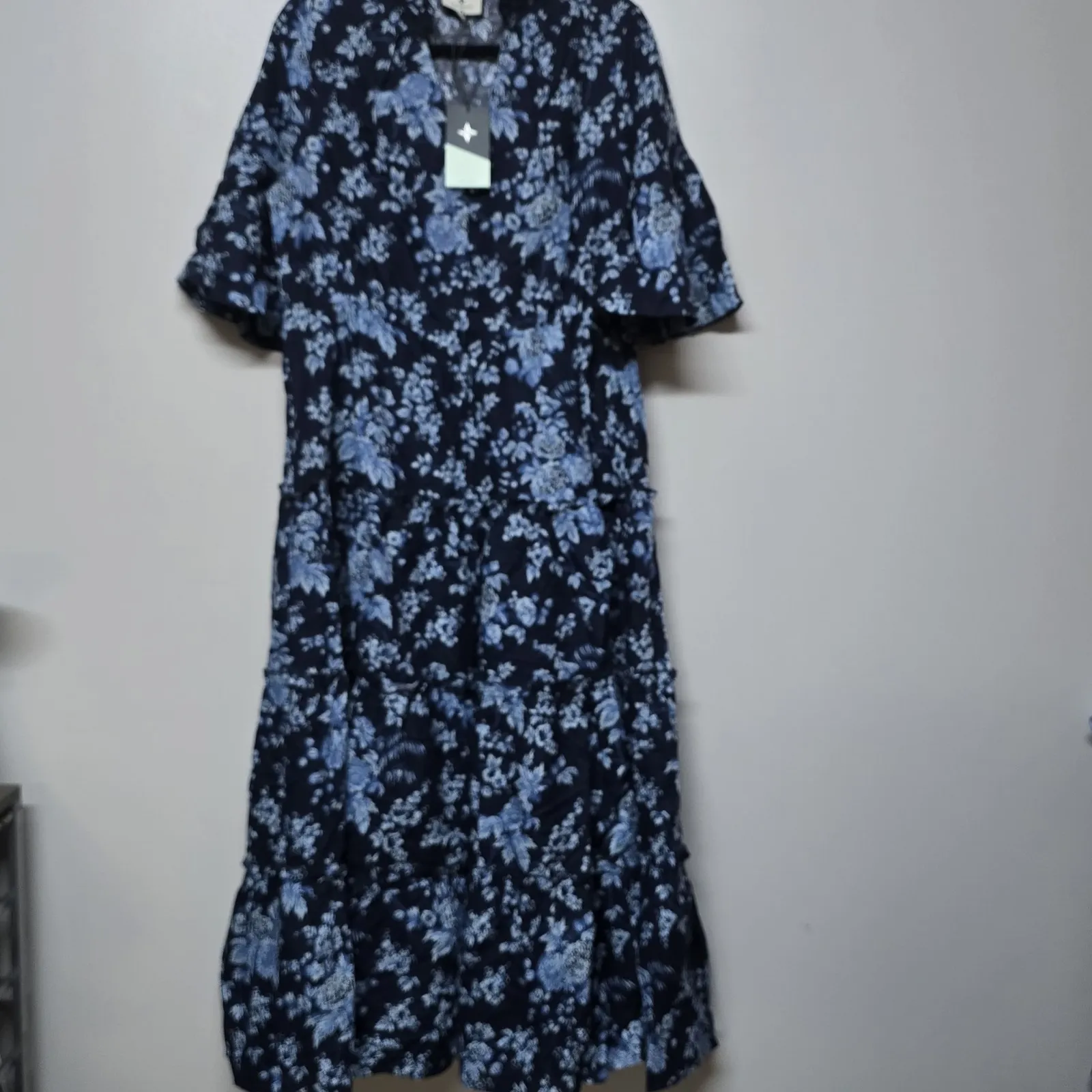 Tuckernuck Womens Twilight Garden Jenna Blue Floral‎ Maxi Dress Sz L NWT - Image 5
