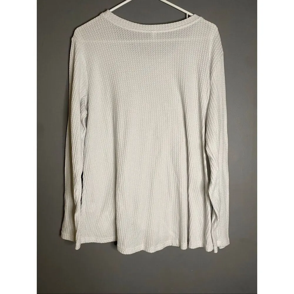 Amazon White Waffle Knit Top With Knot Detail Size 2XL - Image 6