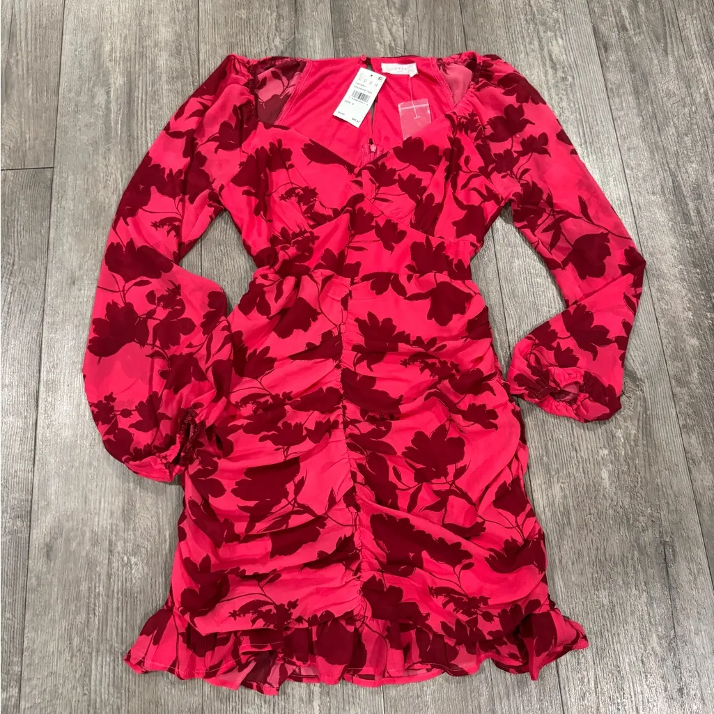 Lush Red Floral Long Sleeve Dress - Image 3