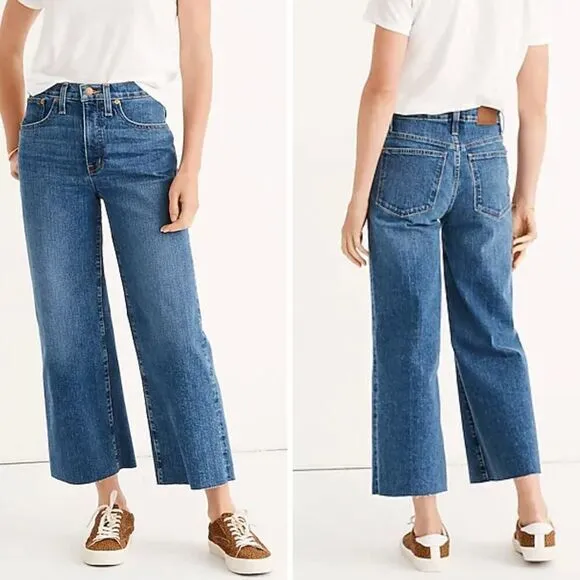 New! Madewelll Slim Wide-Leg Jeans in Crownridge Wash: Raw-Hem Edition, size 28‎ - Image 2