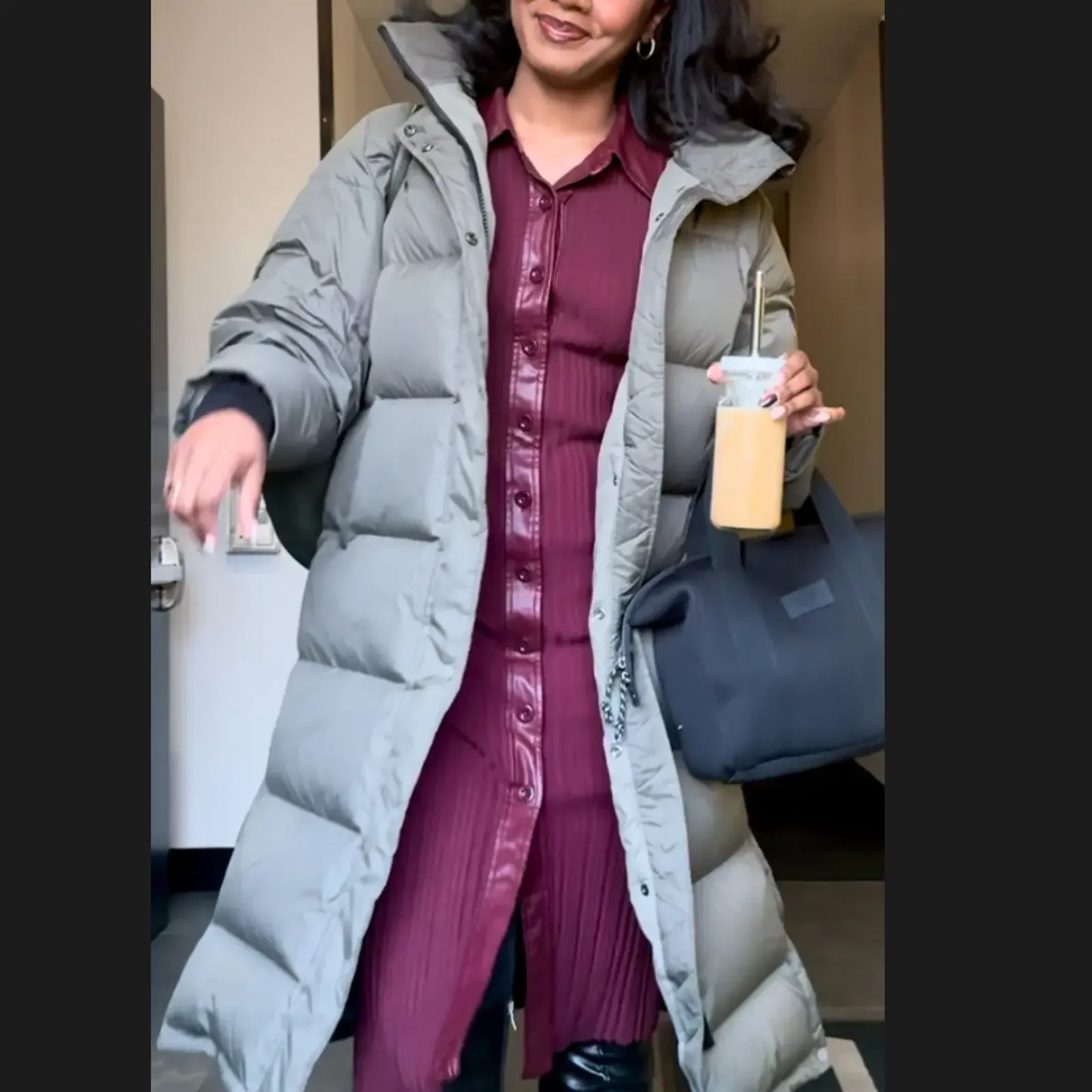 Toccin Burgundy Ribbed Knit Shirt Dress XS Midi Office Work Designer $525 Red - Image 8