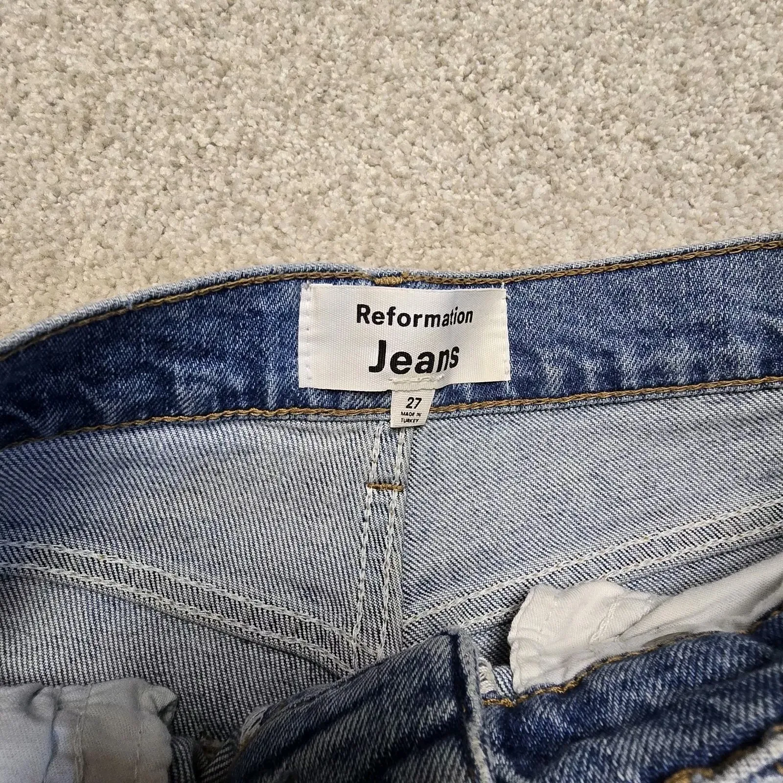 Reformation Jeans Liza Ultra High Rise Straight Cropped Jeans Malta Sz 27‎ - Image 3