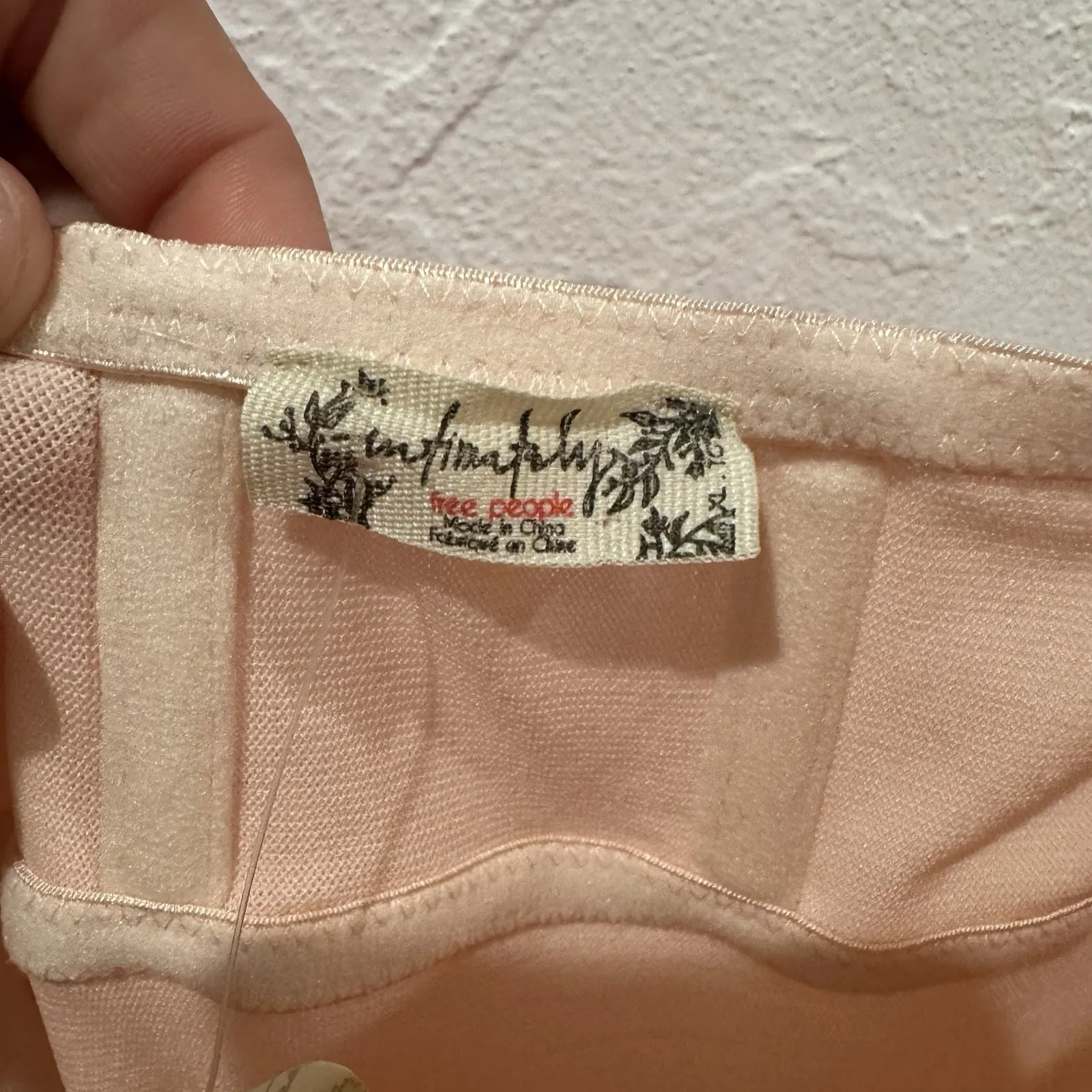 NEW Free People Intimately Got Glam Pink Mesh Tie Shoulder Bow Slip‎ Dress Sz XL - Image 4