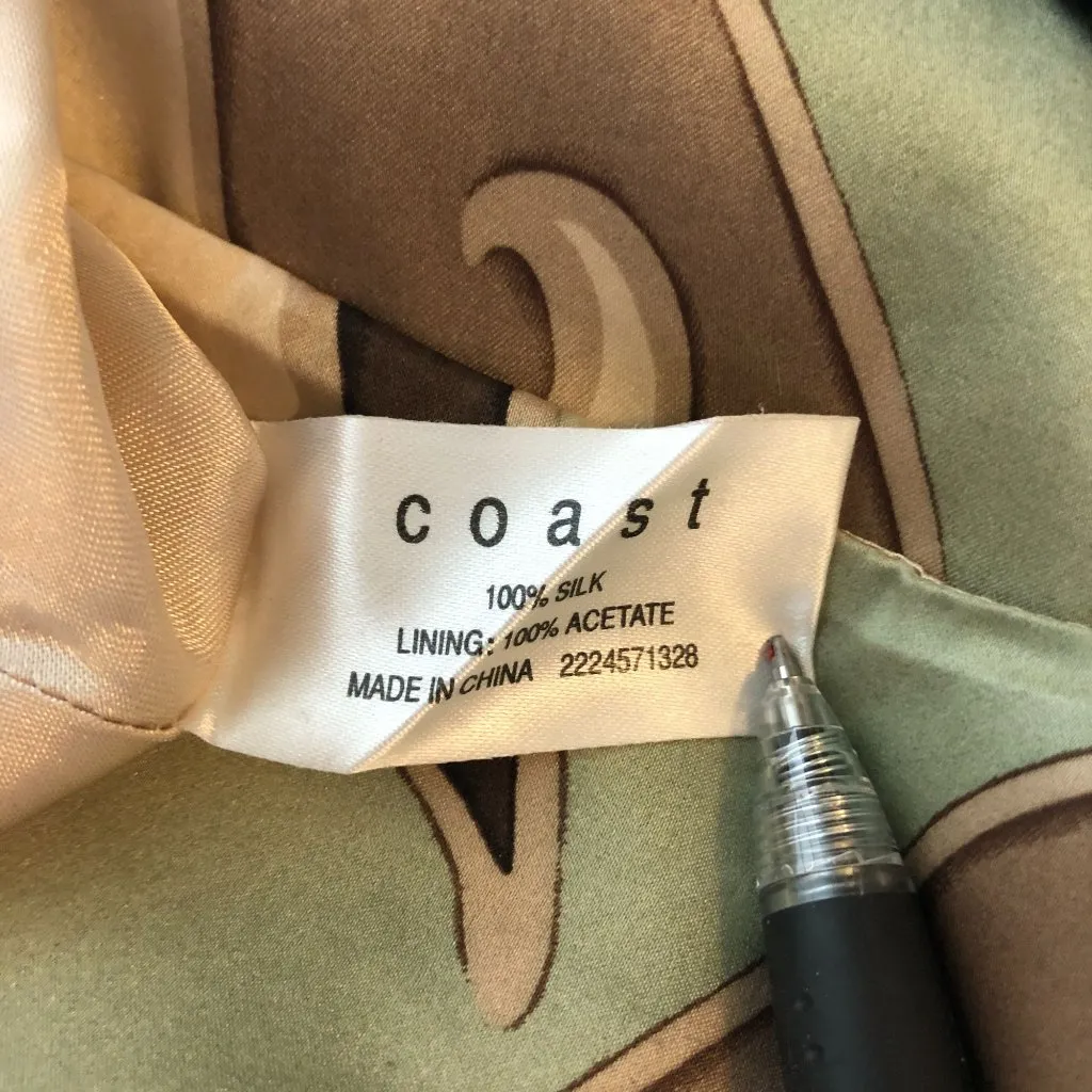 Coast Womens Floral Sleeveless Silk Dress Size 14 Beige Pink Green - Image 5