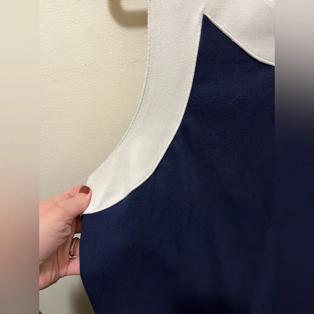 IZOD vintage style blue white cotton pique midi dress XXL‎ - Image 3