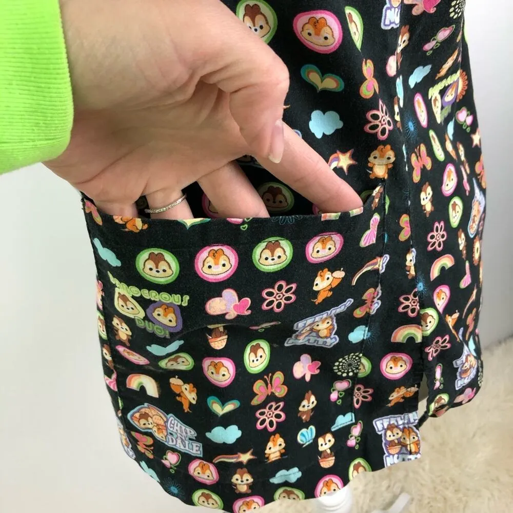 The Wonderful World of Disney Chip N Dale Felling Nutty Medical Scrub Top Small - Image 4