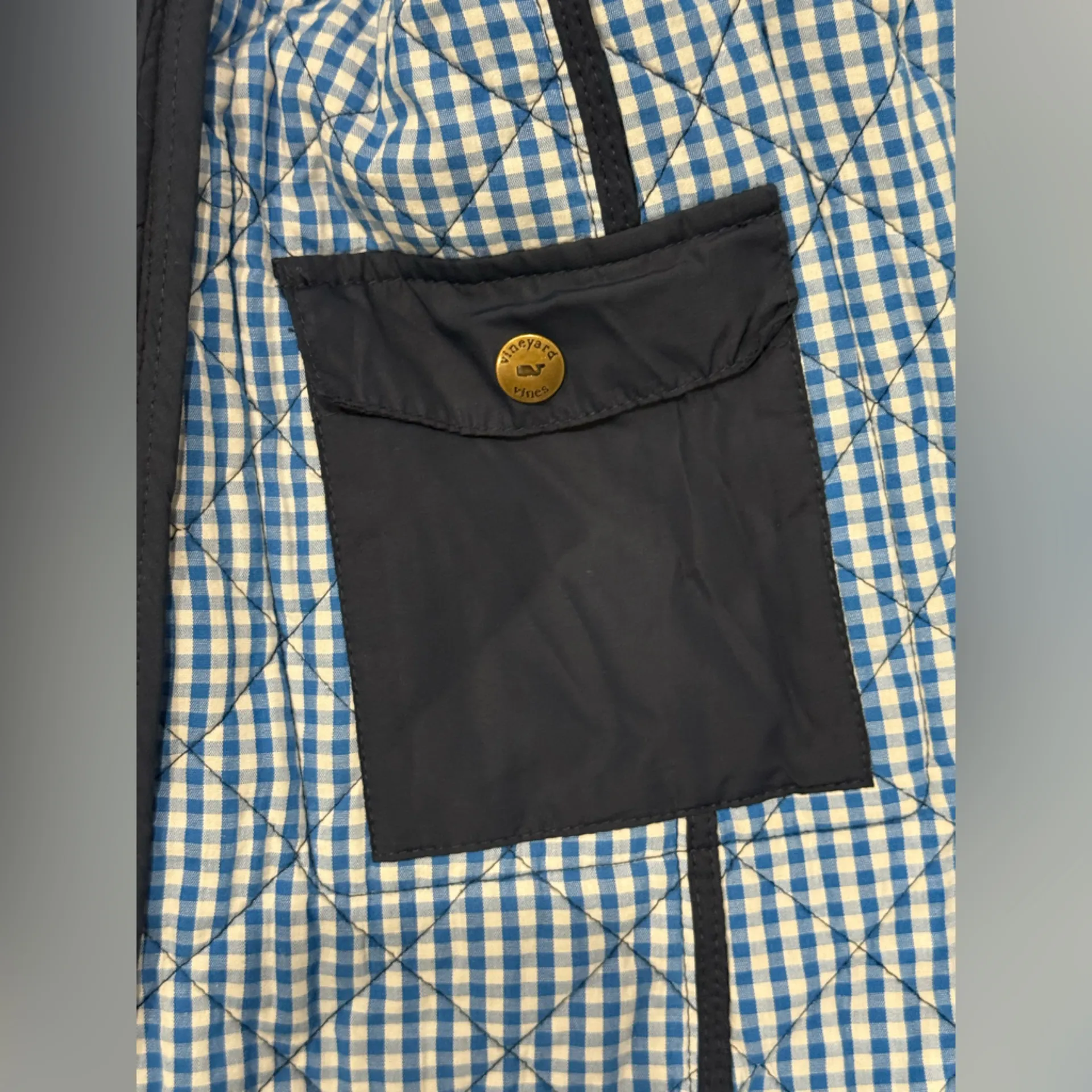 Vineyard Vines  Blue Checkered Quilted Jacket - Image 8
