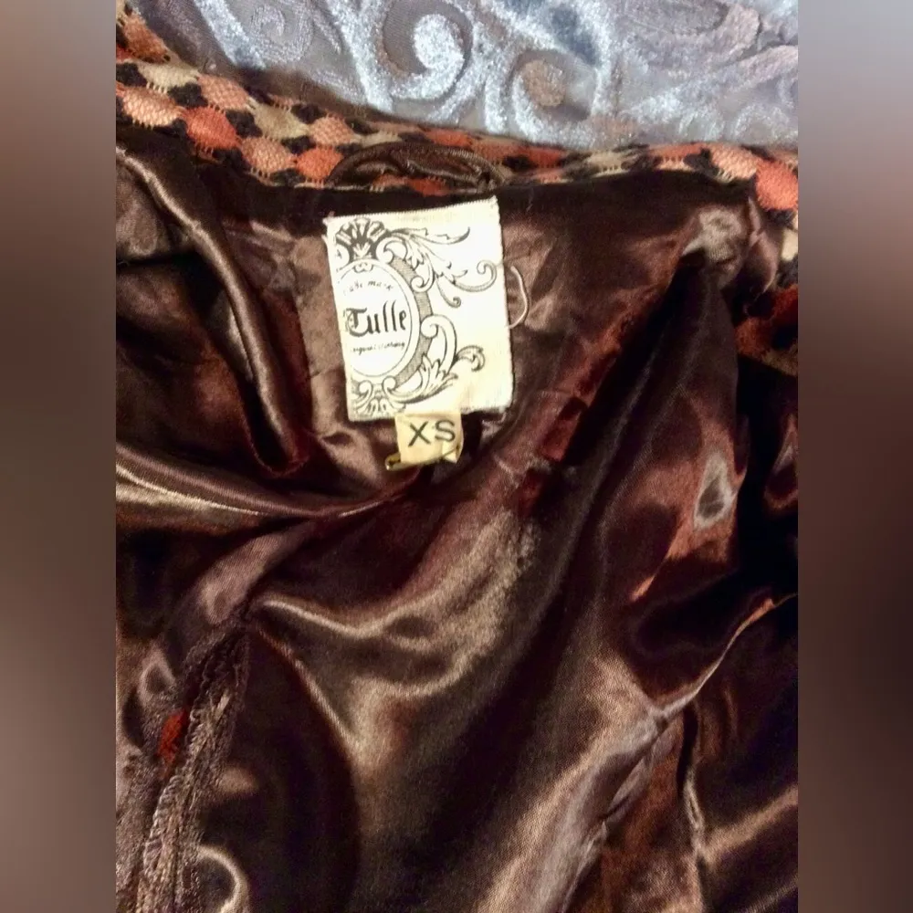 TULLE ANTHROPOLOGIE Orange/Brown Khaki Wool Blend Trench Jacket XS - Image 9