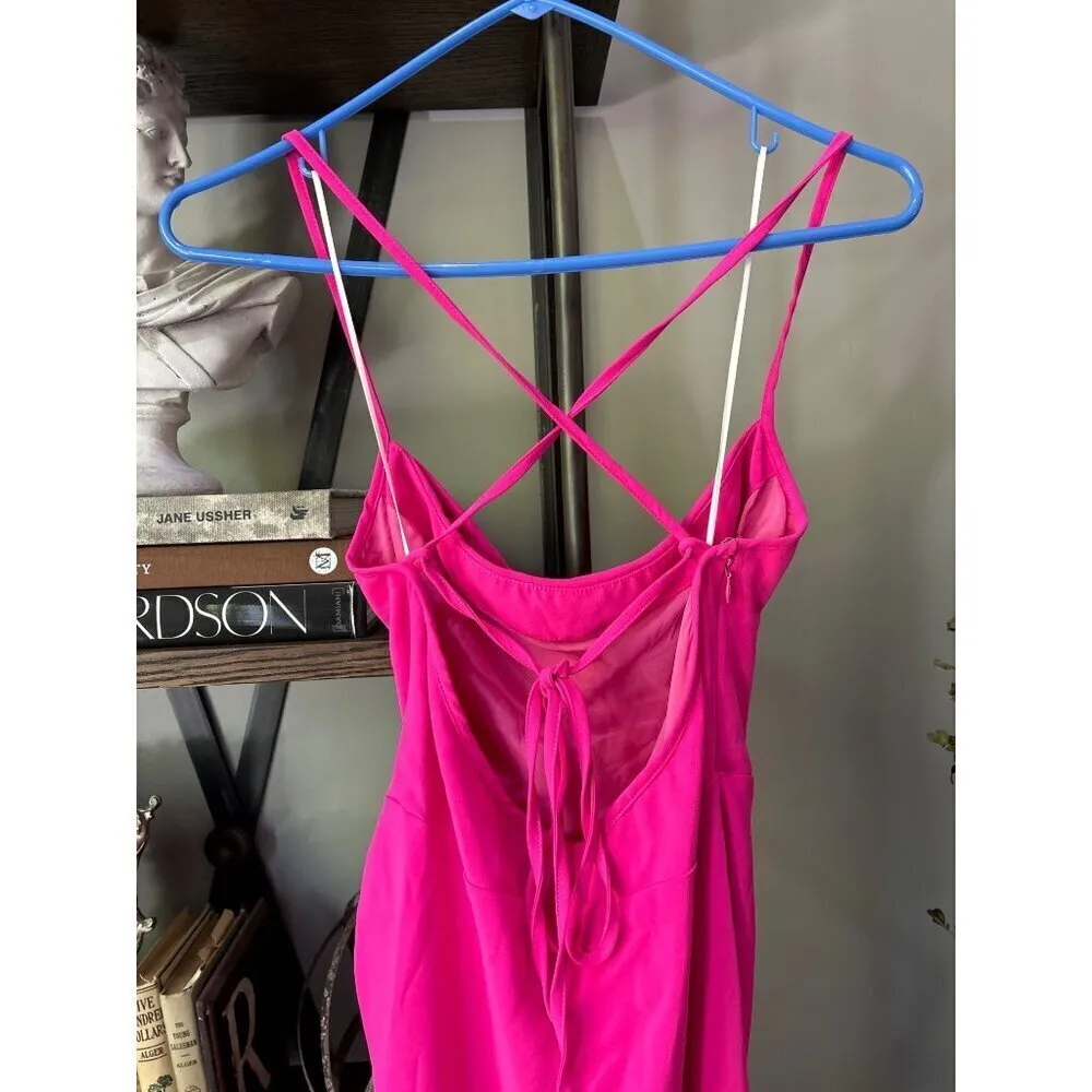 Amanda Uprichard Jasalina Maxi Dress Hot Pink Womens Size Large - Image 9