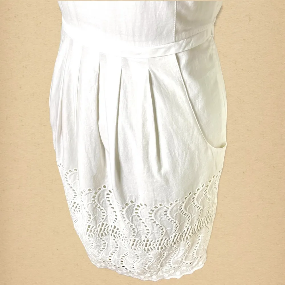 J. Crew White Delaney Eyelet Shift Dress with Pockets 4 Small - Image 9