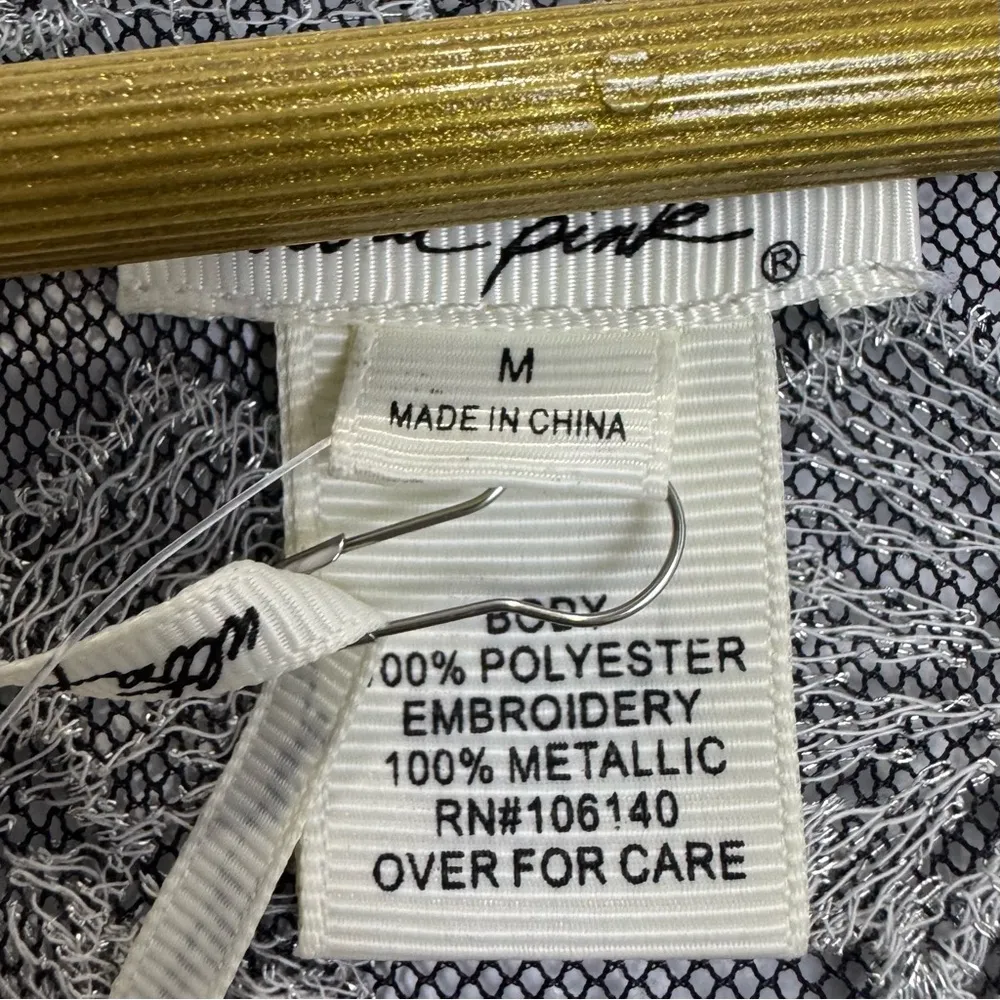 Ultra Pink Mesh Embroidered Tunic Top Size M Gray Silver Fairy Grunge Whimsigoth - Image 9