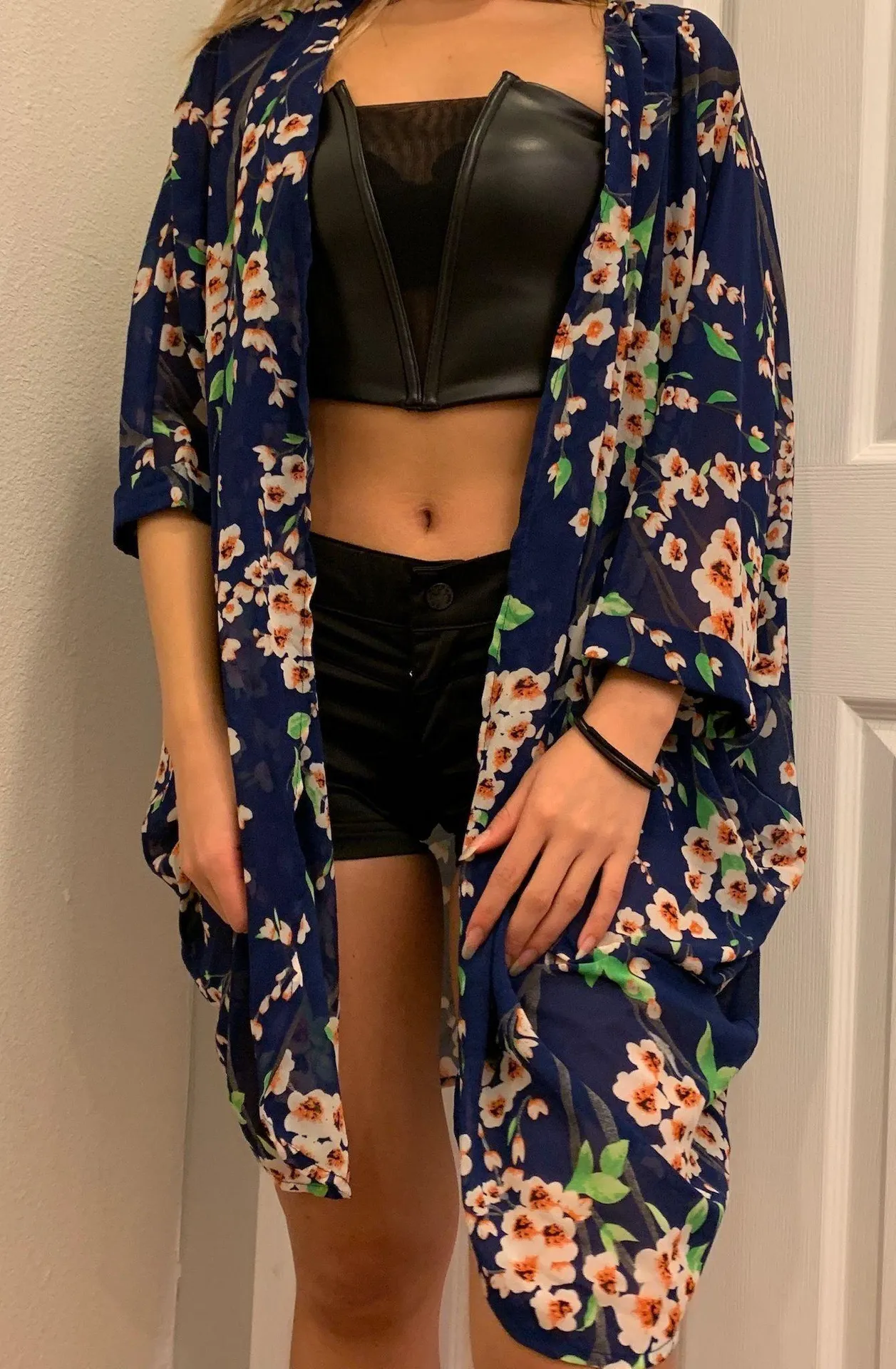 Blue Cherry Blossom Flowy Robe - Image 3