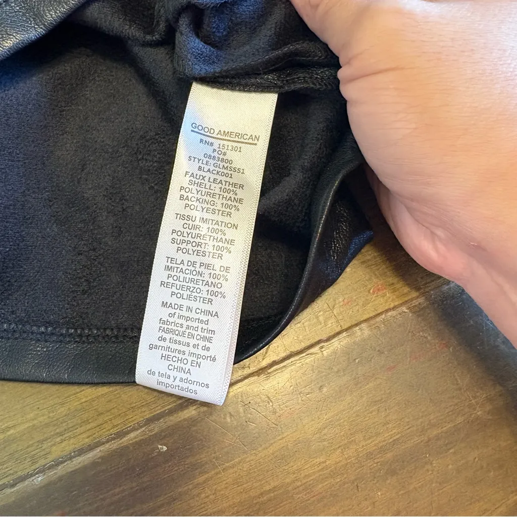 GOOD AMERICAN Better Than Leather Faux Leather Shacket Army Shirt Black XL 4 - Image 8