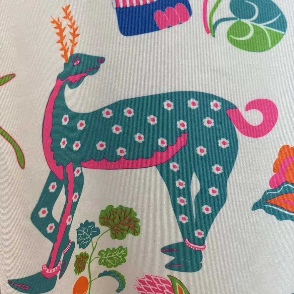 Gretchen Scott Womens XS Dress White Bougie Neon Animal AOP Classic Button Strap Pink - Image 13