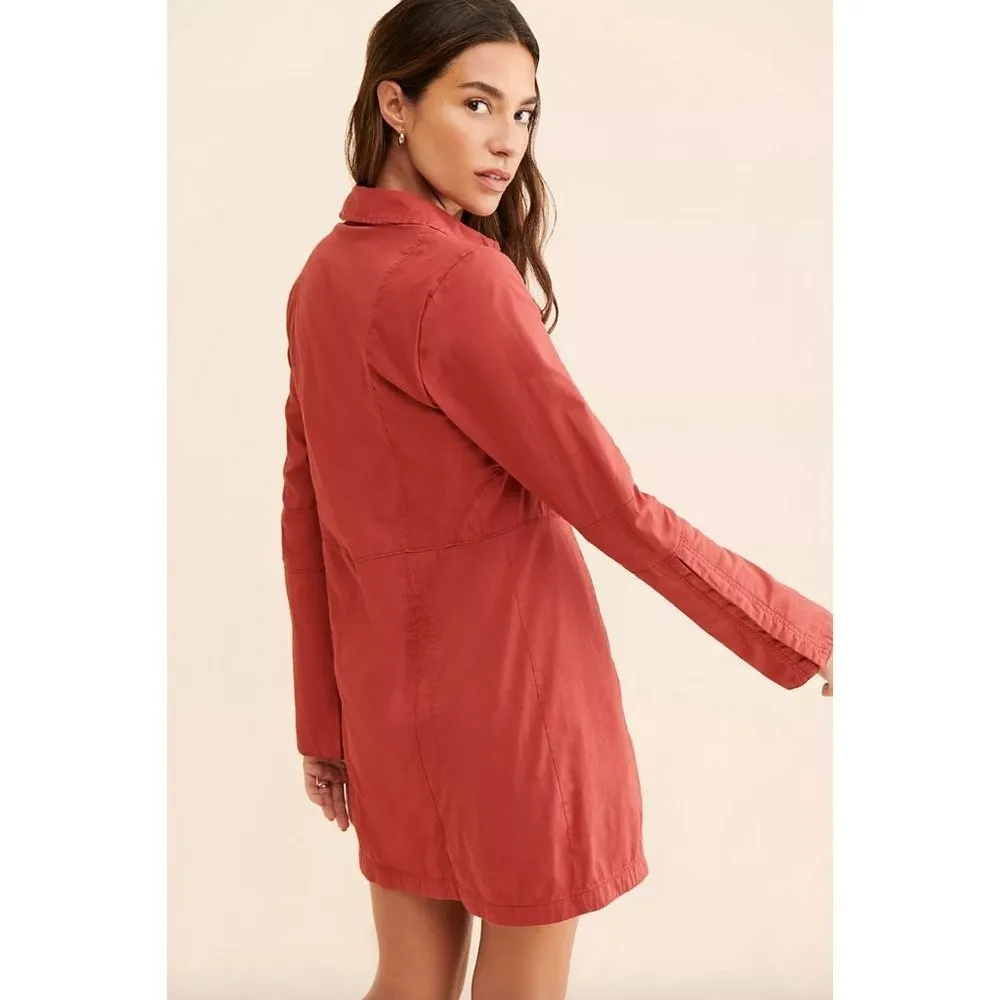 Free People Thea Mini Shirt Dress Pink Cinnamon Womens XS - Image 4