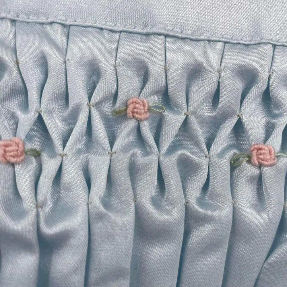 NWT Vintage Nicole Women's Satin Long Sleeve Maxi Nightgown Light Blue Medium - Image 8