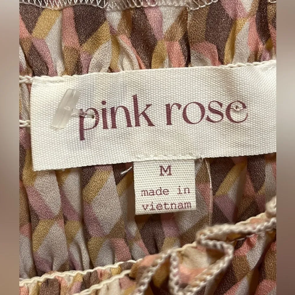 Pink Rose  Pink/Brown Square Neck Crop Top - Image 2
