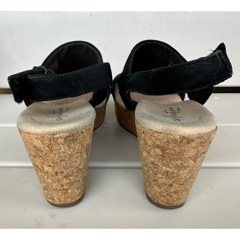 Collections by Clarks Annadel Ivory Wedge Sling Back Suede Leather Sandals 8.5 - Image 5