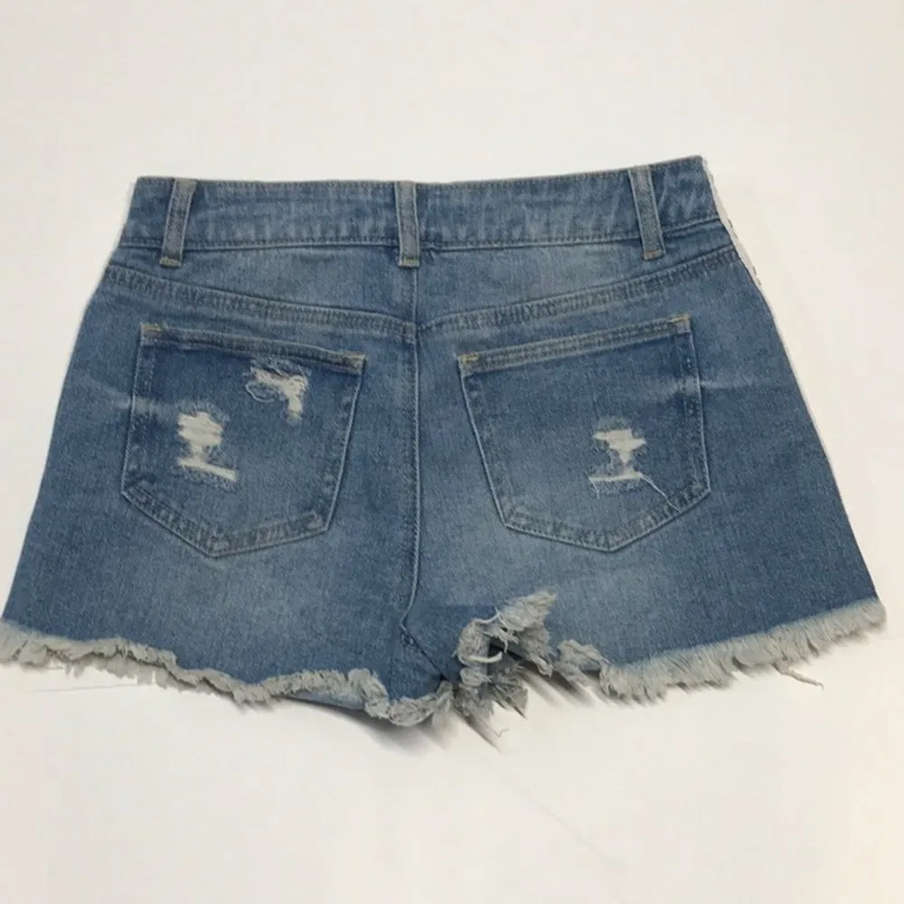 High-waist Denim Shorts Embellished Sides - Image 8