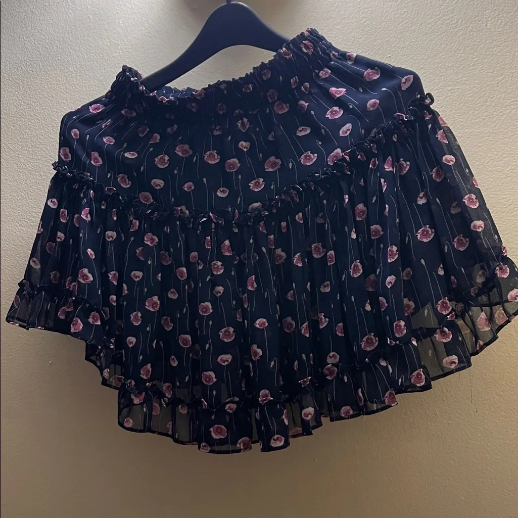 MISA Skirt navy blue with pink floral print XS - Image 3