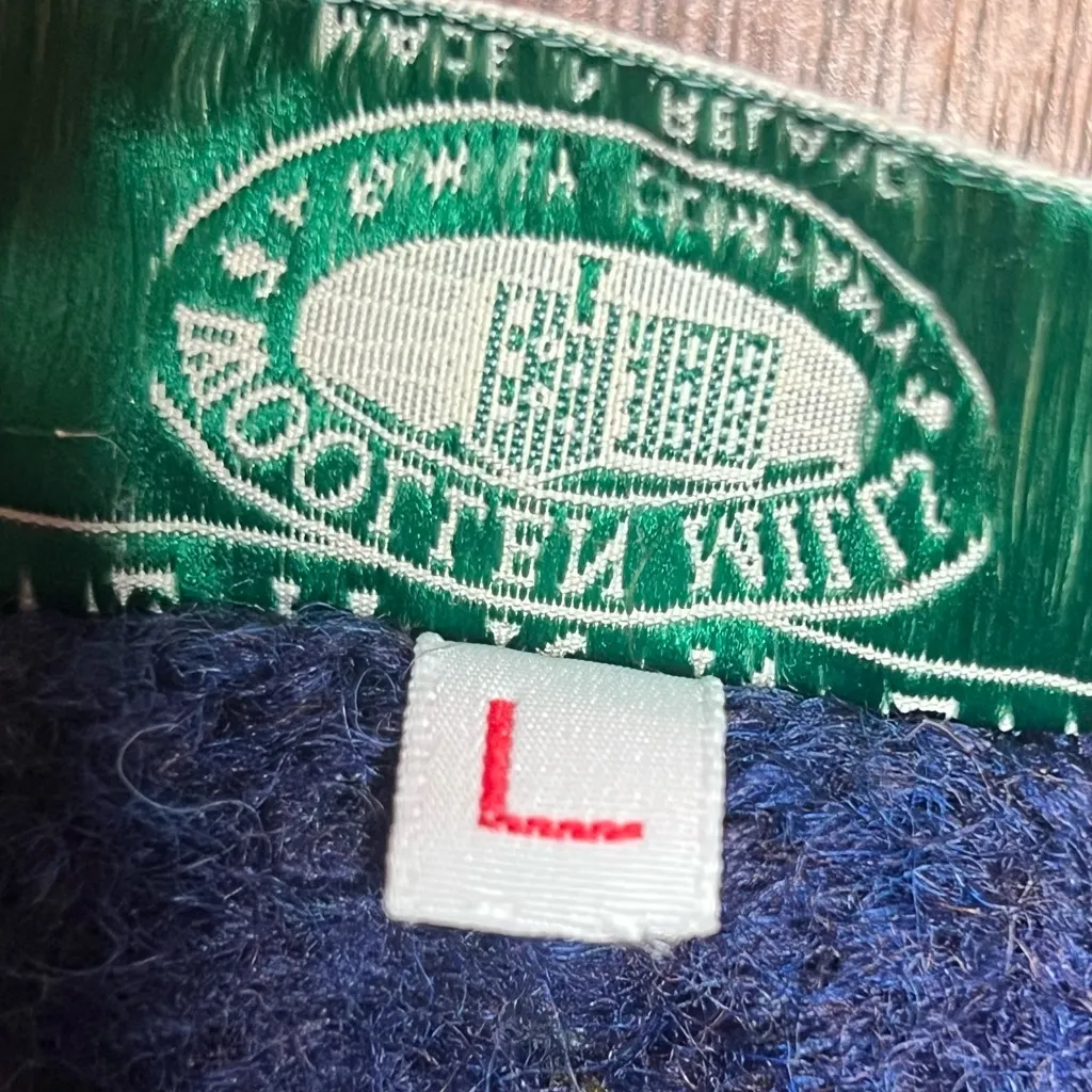 Blarney Woollen Mills Vintage Irish Wool Cable Knit Sweater Blue Chunky Cozy L Size L - Image 6